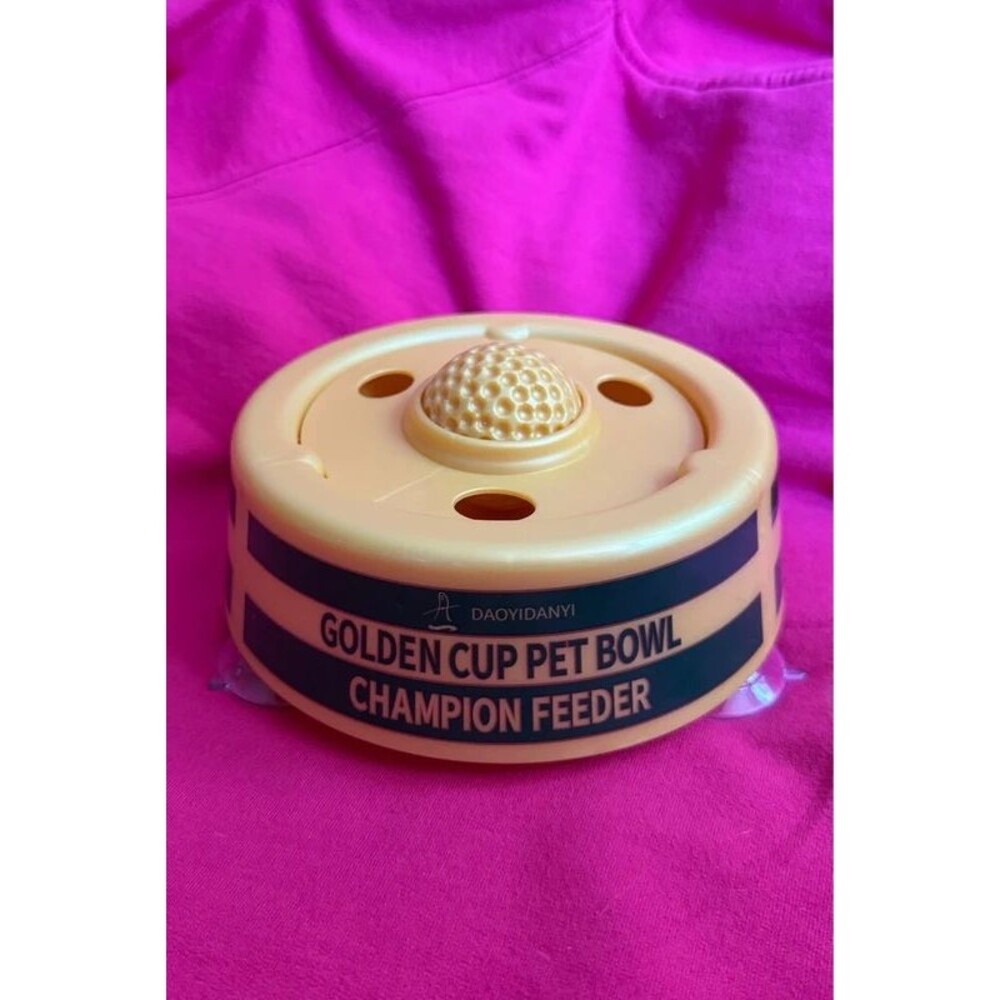 Dog Slow Feeder Puzzle Bowl Anti Gulp Suction Cup Enrichment Feeder golden